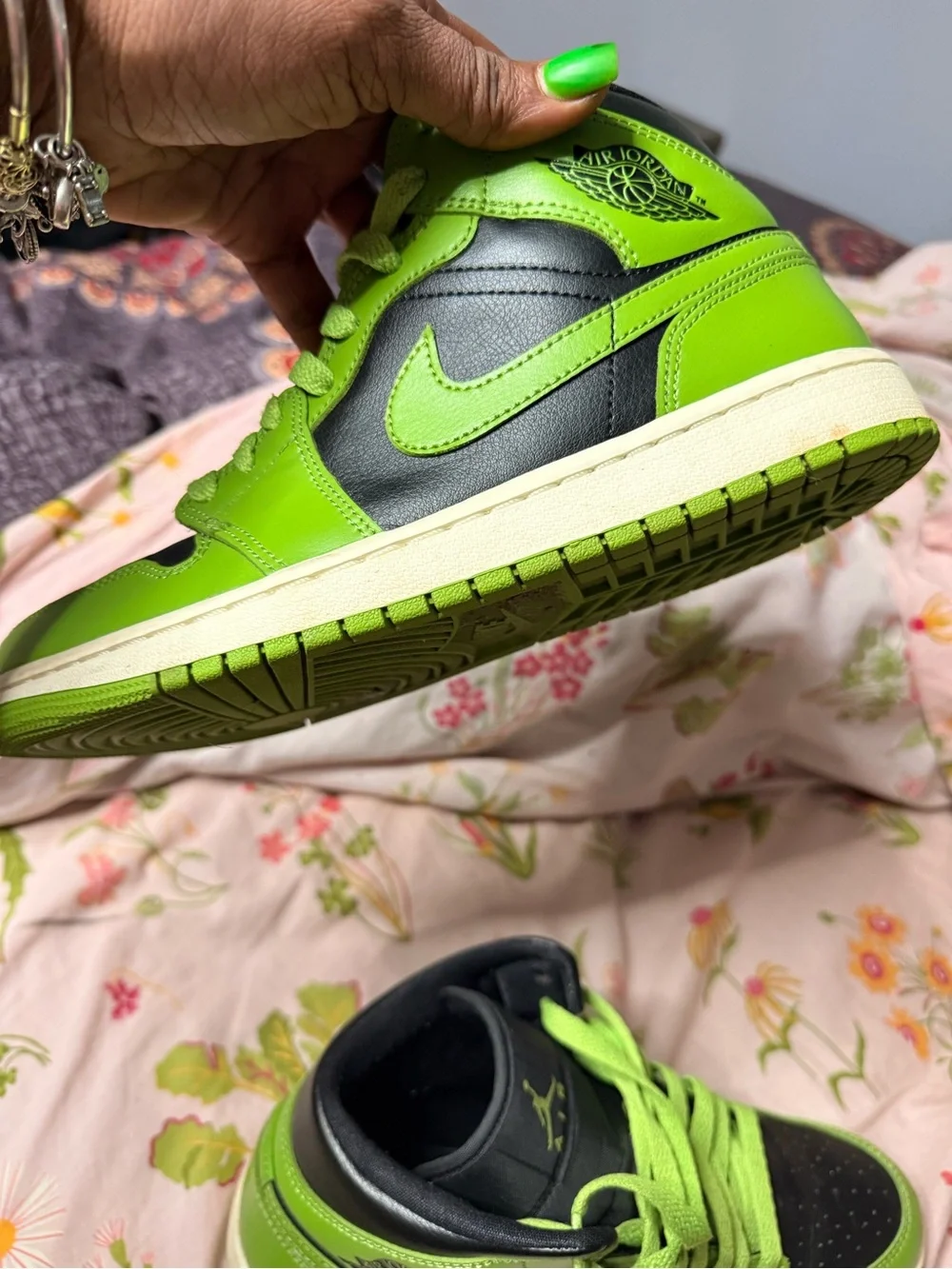 Jordan Sneakers in Black and Neon Green